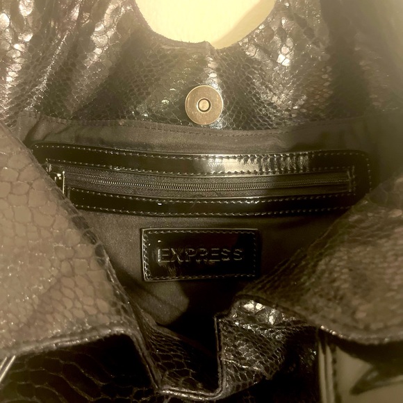 Express Faux snakeskin hobo bag. Color Black. Gently used, excellent condition! - Picture 2 of 3